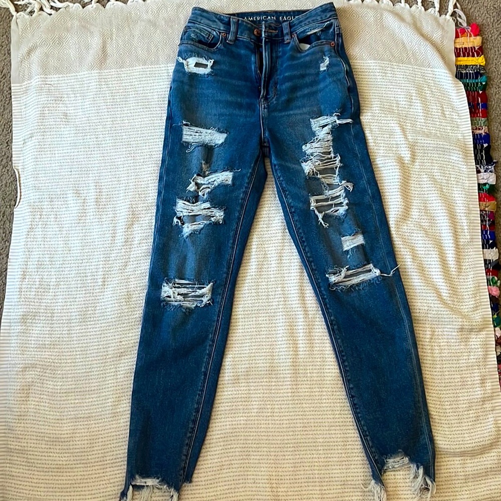 High rise long mom jeans